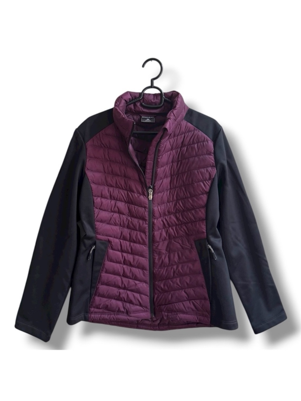 32 Degrees Womens Puffer Jacket Slimming Mixed Media Panels and Sleeves